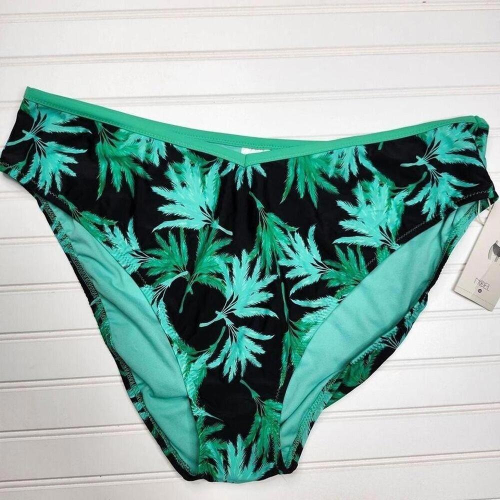 Noel 2X Tropical Palm Print Bikini Bottoms NWT Black & Teal